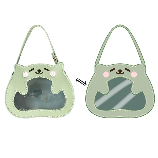 Cute Bags Custom PU Ita Bag with Transparent Window 